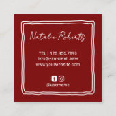 Carte De Visite Carré Cute Eyelash Extensions Technician Beauty Salon (Dos)