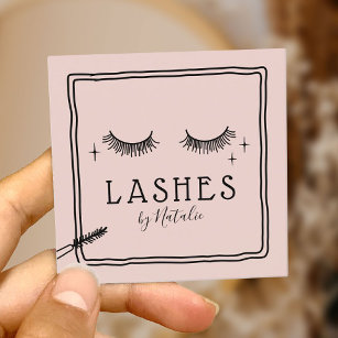 Carte De Visite Carré Cute Eyelash Makeup Artist Blush Pink Beauty Salon