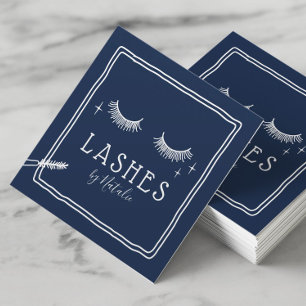 Carte De Visite Carré Cute Eyelash maquillage Artiste Marine Bleu Beauté