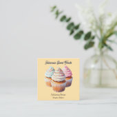 Carte De Visite Carré Cute Frosted Cupcake Bakery (Debout devant)
