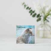 Carte De Visite Carré Cute Furry Fox sur Blue Grunge Arrière - plan (Debout devant)