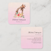 Carte De Visite Carré Cute Giraffe Aquarelle Maman & Bébé (Devant / Derrière)