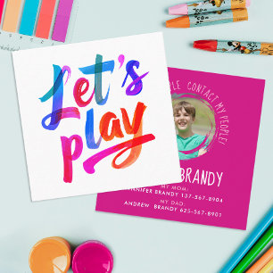 Carte De Visite Carré Cute Girl Rose maman Appelant Paint Script Photo