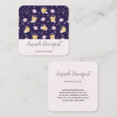 Carte De Visite Carré Cute Kitty Chat Astronauts Motif (Devant / Derrière)