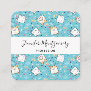 Carte De Visite Carré Cute Kitty Chat Motif Whimsical