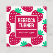 Carte De Visite Carré Cute Minimal Strawberry Pattern, QR Code (Devant)