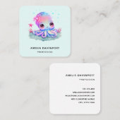 Carte De Visite Carré Cute Octopus Sea Creator (Devant / Derrière)