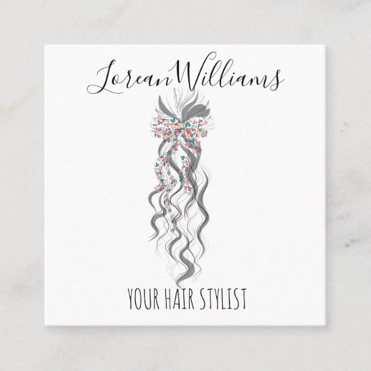 Carte De Visite Carré Cute Pastel Bride Wavy Coiffeuse Salon de coiffure (Devant)