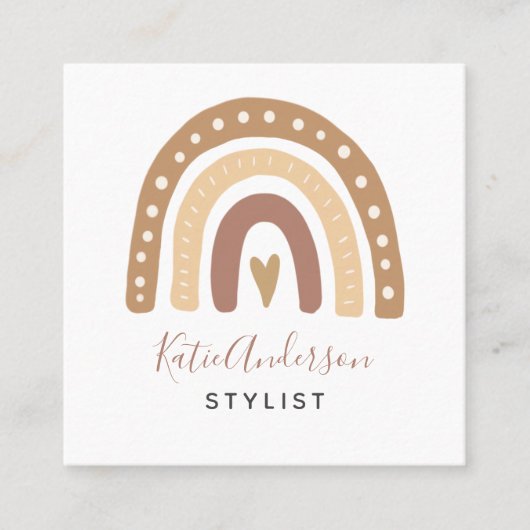 Carte De Visite Carré Cute Pastel Rainbow (Devant)