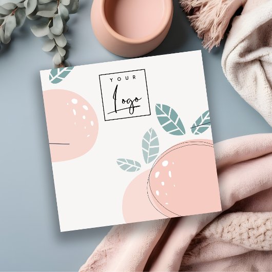 Carte De Visite Carré Cute Peach Fruity Abstrait Gras Collier Affichage