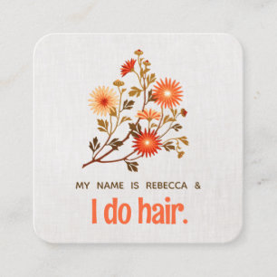 Carte De Visite Carré Cute rétro Floral Orange Fleur sauvage