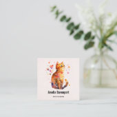Carte De Visite Carré Cute Tabby Chat avec Coeurs (Debout devant)