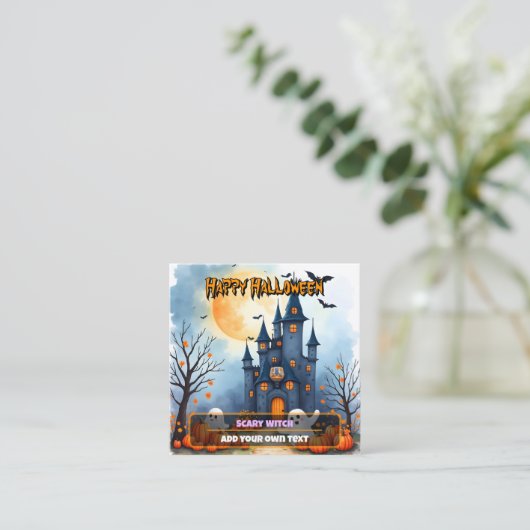 Carte De Visite Carré Cute Trendy Halloween Spooky Collection (Debout devant)