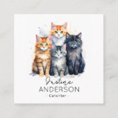 Carte De Visite Carré Cute watercoImage de Cats Cat Sitter (Devant)