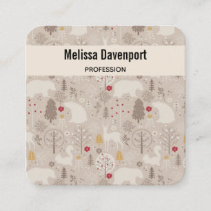 Carte De Visite Carré Cute Woodland Animaux Motifs nordiques