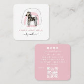 Carte De Visite Carré Cute Zebra Baby Rose Rainbow Kids Baby Boutique (Devant / Derrière)