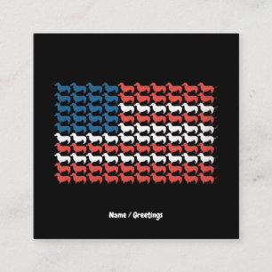 Carte De Visite Carré Dachshund 4 juillet Drapeau américain patriotique