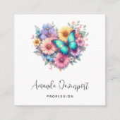 Carte De Visite Carré Daisy Flowers with a Blue Butterfly (Devant)