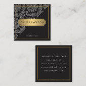 Carte De Visite Carré Damas Black Gold Executive Double bordure (Devant / Derrière)