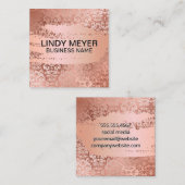 Carte De Visite Carré Damask Rose Gold Foil | Or Rose brossé (Devant / Derrière)