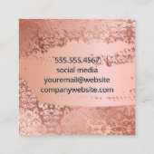 Carte De Visite Carré Damask Rose Gold Foil | Or Rose brossé (Dos)