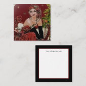 Carte De Visite Carré Dame de Noël rétro Art déco (Devant / Derrière)
