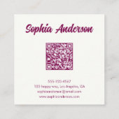 Carte De Visite Carré Damier Rose Tendance avec Code QR (Dos)