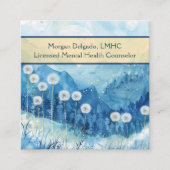Carte De Visite Carré Dandelions and Mountain Nature QR Code Counselor (Devant)