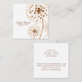 Carte De Visite Carré Dandelions soufflés par le vent Fleurs d'aquarelle (Devant / Derrière)