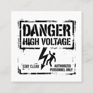 Carte De Visite Carré Danger Haute Tension Industriel Brutaliste Graphiq
