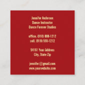 Carte De Visite Carré Danse Instructeur Flamenco Band (Dos)