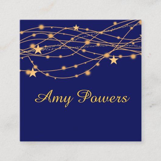 Carte De Visite Carré dark blue golden tones pattern with stars custom (Devant)