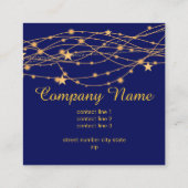 Carte De Visite Carré dark blue golden tones pattern with stars custom (Dos)