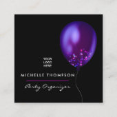 Carte De Visite Carré Dark Iridescente Balloons Coordonnateur de l'événe (Devant)