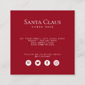 Carte De Visite Carré Dark Red Santa North Pole Custom Photo QR Code  (Dos)