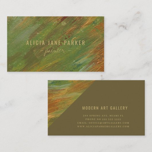 Carte De Visite Carré d'artiste moderne unique abstrait (Devant / Derrière)