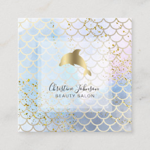 Carte De Visite Carré dauphin d'or à l'échelle de poisson motif