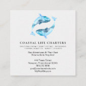 Carte De Visite Carré *~* Dauphins Abstraits de l'aquarelle jouant sur l (Dos)