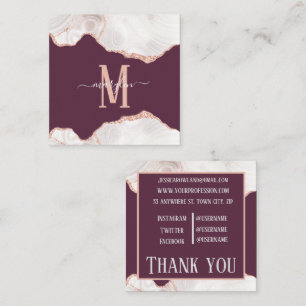 CARTE DE VISITE CARRÉ DC BLANC & ROSE OR AGATE VIEUX MONOGRAM MAUVE