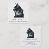 Carte de visite Carré de chat aquarelle (Devant / Derrière)