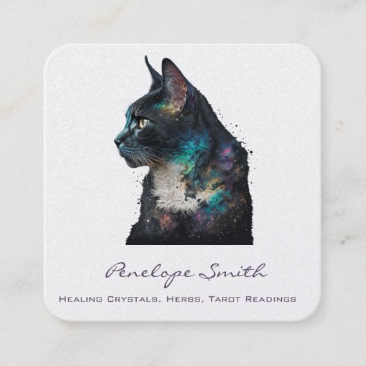 Carte de visite Carré de chat aquarelle (Devant)