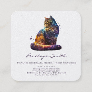 Carte de visite Carré de chat aquarelle