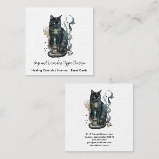 Carte de visite Carré de Chat Noir de Witche (Devant / Derrière)
