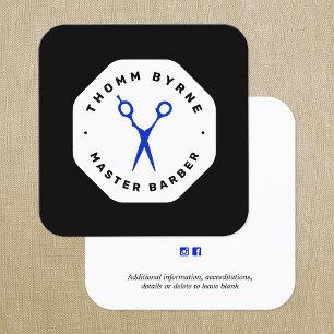 Carte de visite Carré de ciseaux de barbier noir E