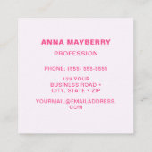 Carte de visite Carré de colibri rose clair (Dos)