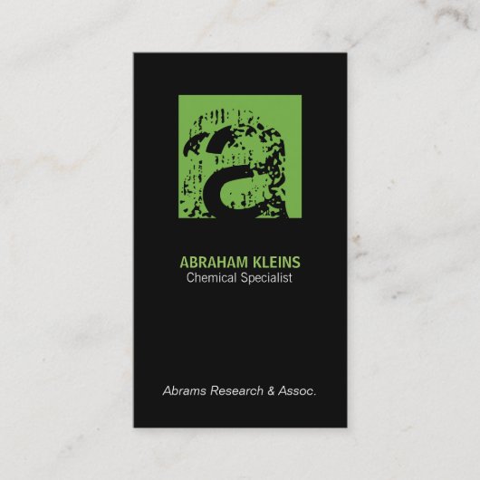 Carte De Visite Carré de couleur Monogramme (vert) arrière - plan  (Devant)