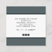 Carte de visite Carré de la ligne noire gris charb (Dos)