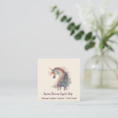 Carte de visite Carré de l'aquarelle Unicorn (Debout devant)