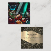 Carte De Visite Carré De magnifiques cristaux et minéraux vert émeraude (Devant / Derrière)