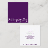 Carte de visite carré de manuscrit en aubergine (Devant / Derrière)